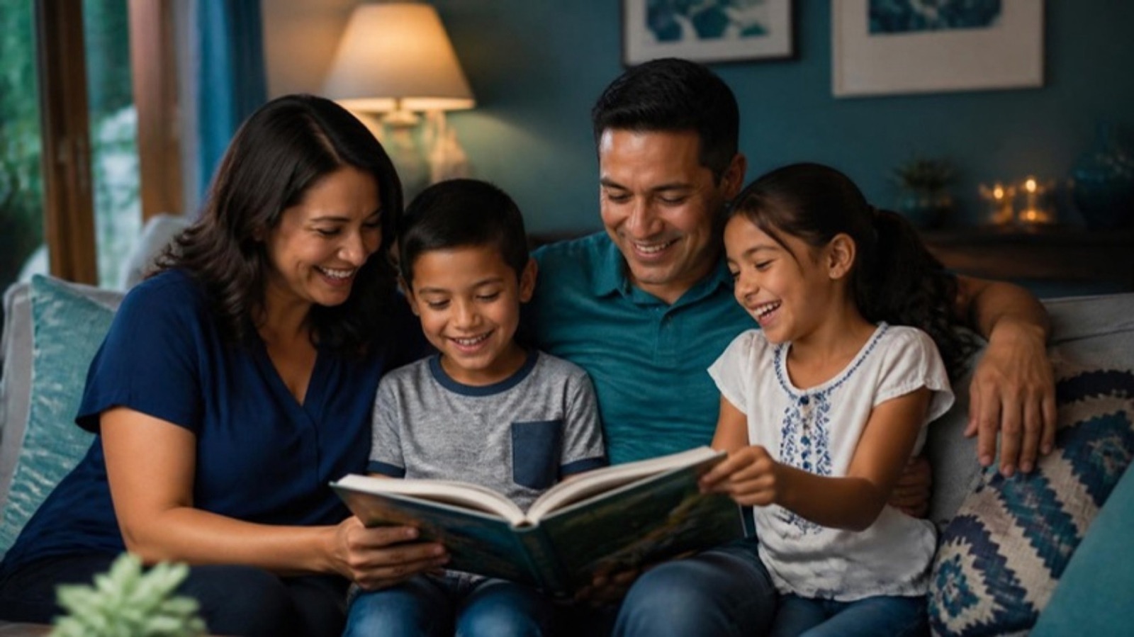 Familia compartiendo un momento de aprendizaje en casa