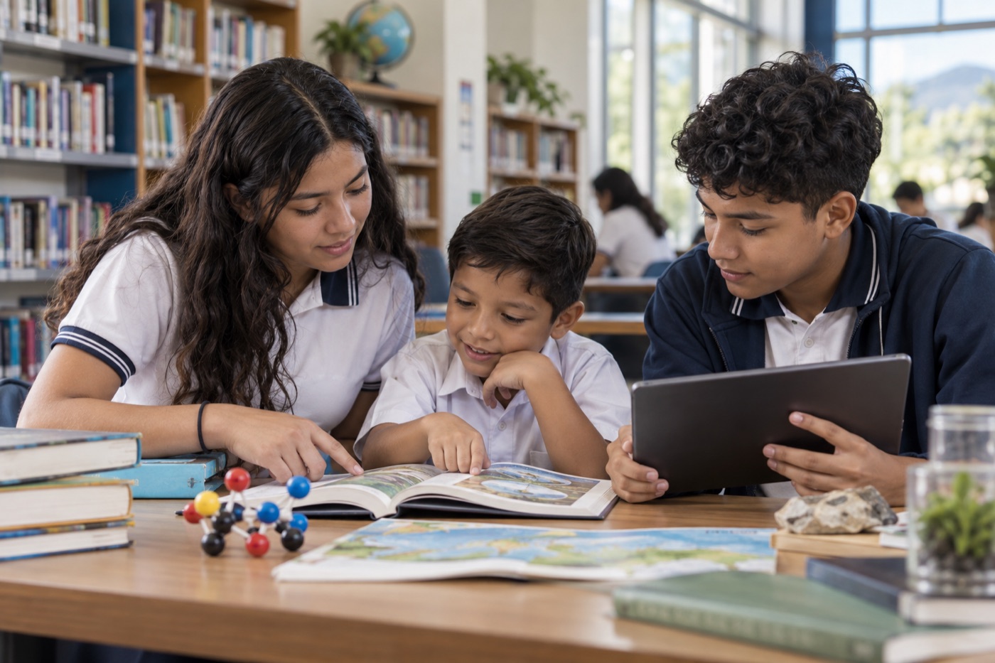 Estudiantes hondureños explorando contenido educativo