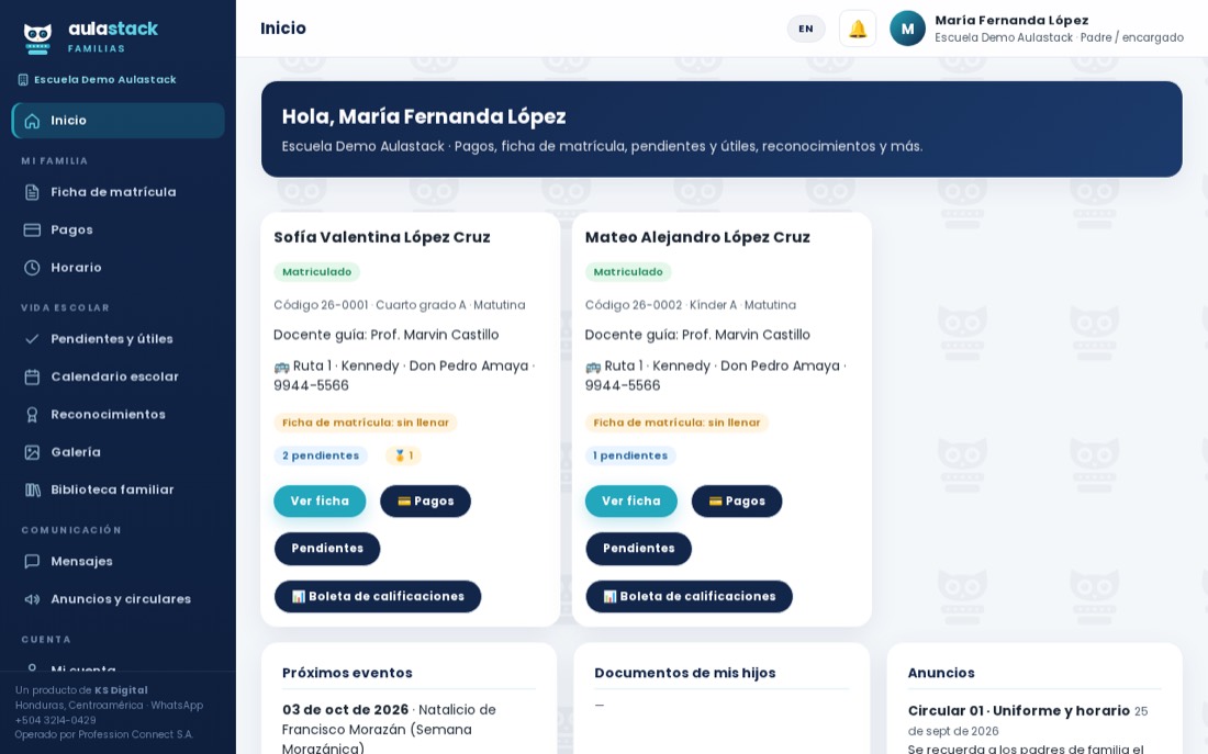 Portal de Aulastack Familias
